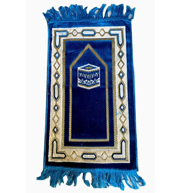 Alfombra de oración infantil de La Meca azul turquesa
