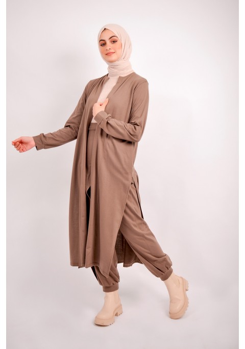 Ensemble sportswear avec longue veste et pantalon (Tenue sport mastour pour  femme musulmane) - Couleur anthracite