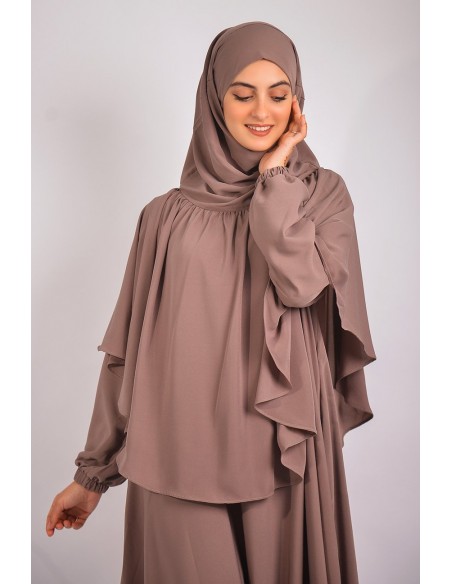 ABAYA REGENSCHIRM + KHIMAR MIT STIRNRUNZELN