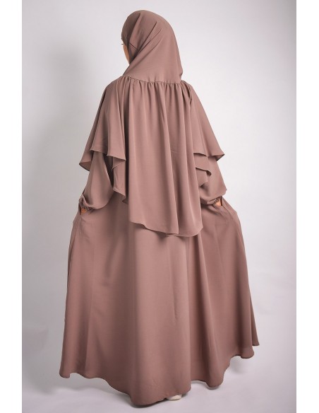 ABAYA REGENSCHIRM + KHIMAR MIT STIRNRUNZELN