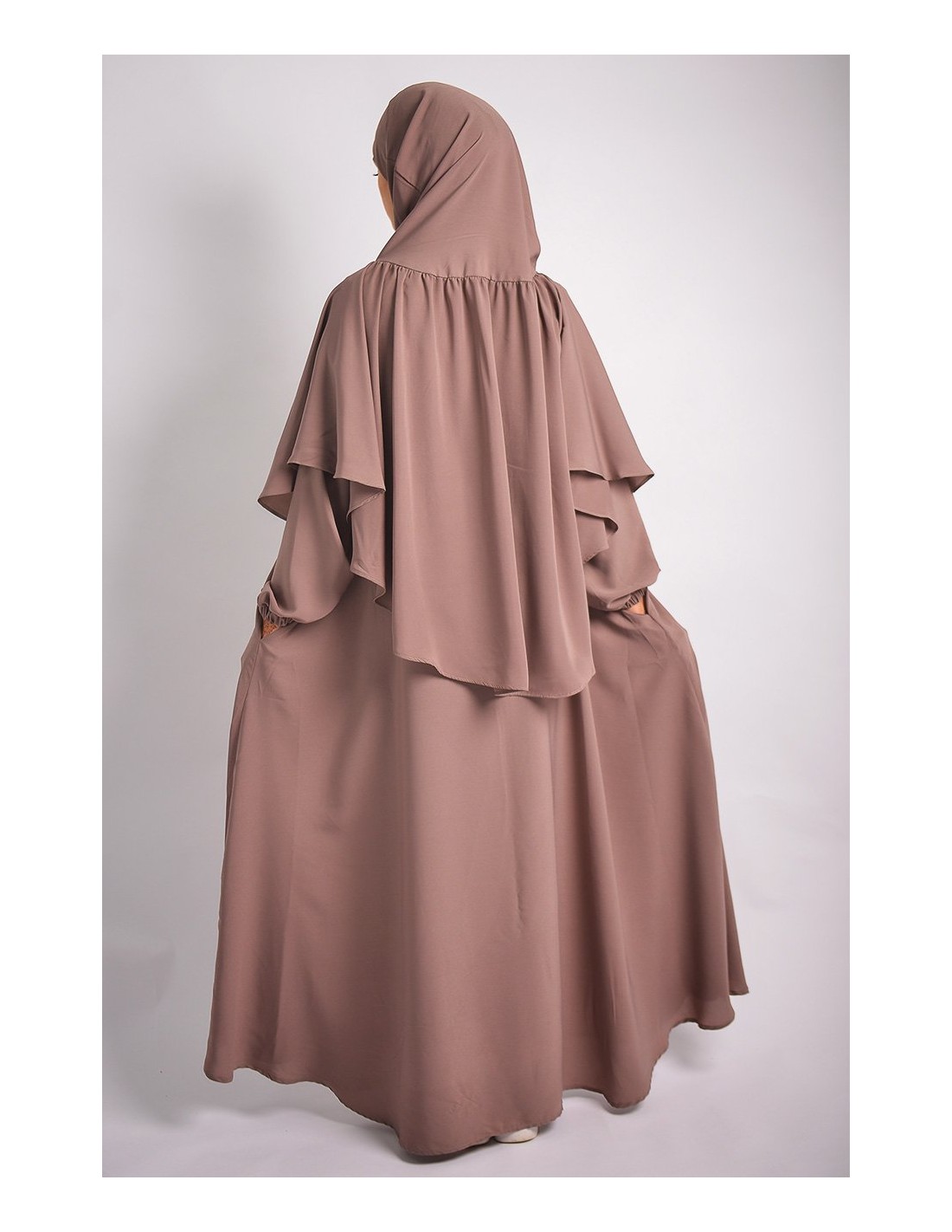 ABAYA REGENSCHIRM + KHIMAR MIT STIRNRUNZELN