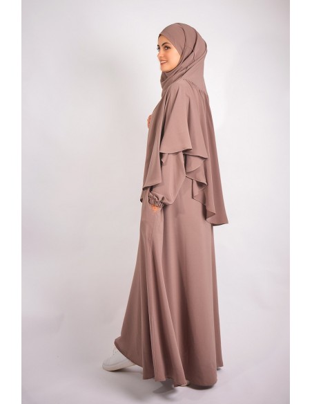 ABAYA REGENSCHIRM + KHIMAR MIT STIRNRUNZELN