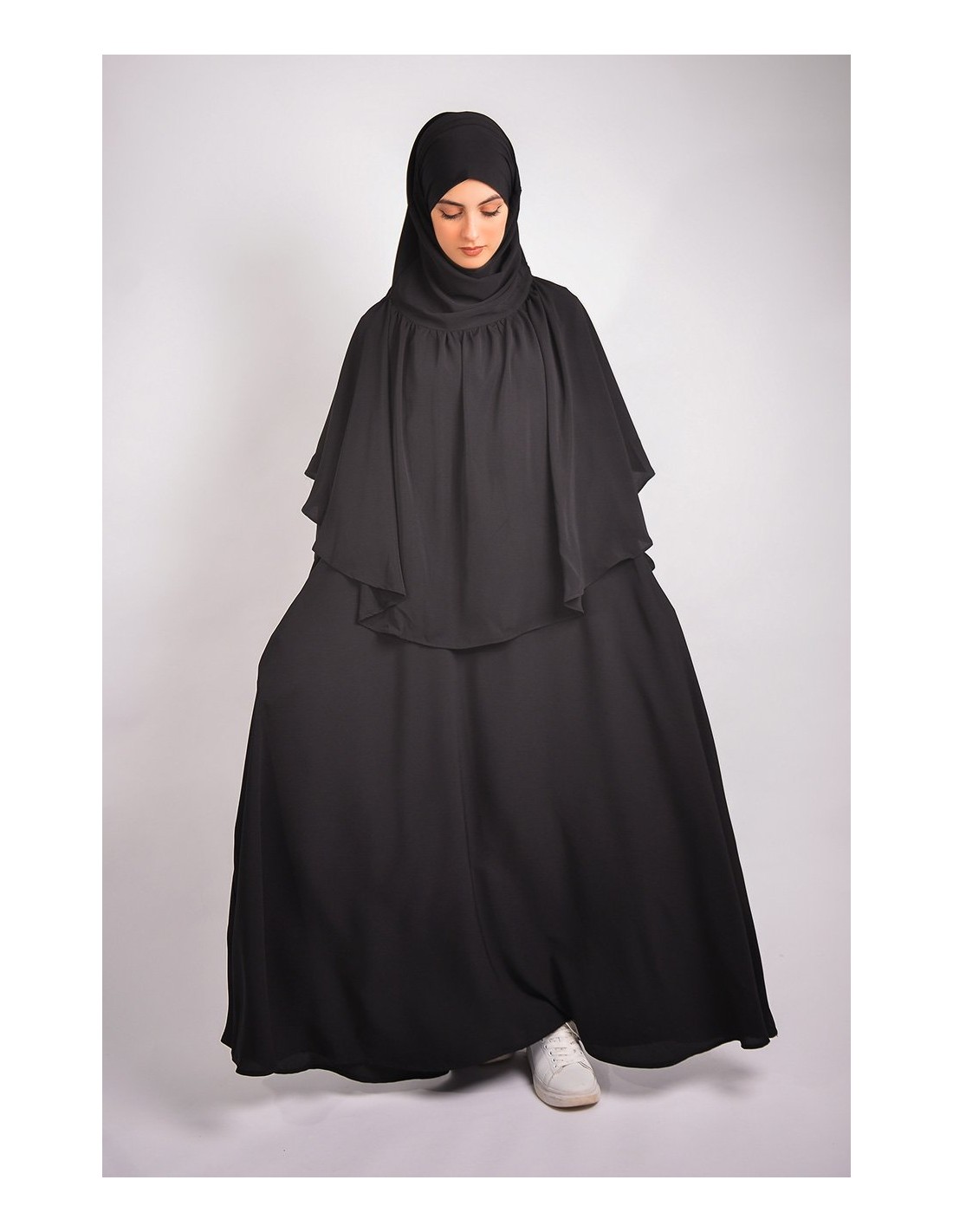 PARAGUAS ABAYA + KHIMAR CON EL CEÑO FRUNCIDO