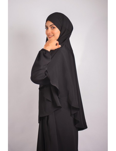 ABAYA REGENSCHIRM + KHIMAR MIT STIRNRUNZELN