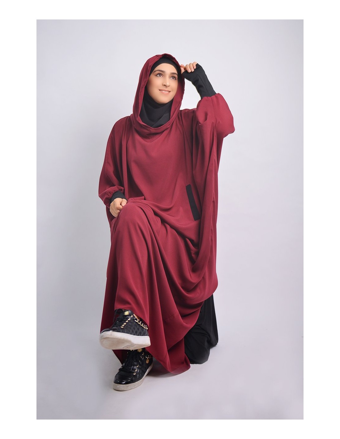 Abaya Young hijab intégré et Capuche