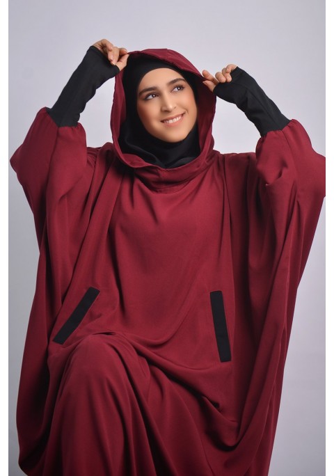Abaya Young hijab intégré et Capuche