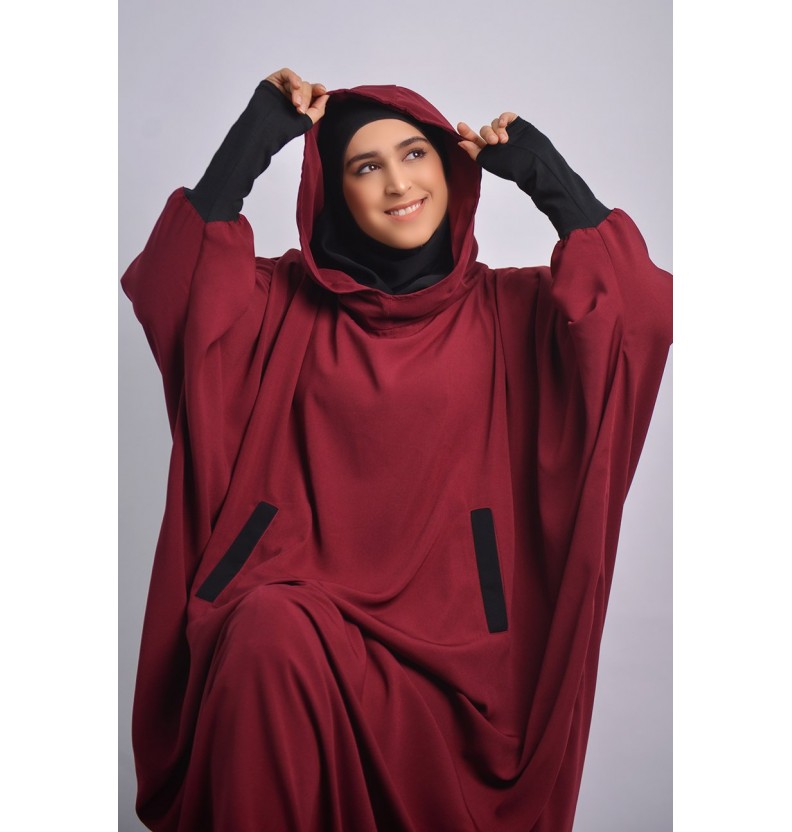 Abaya Young hijab intégré et Capuche