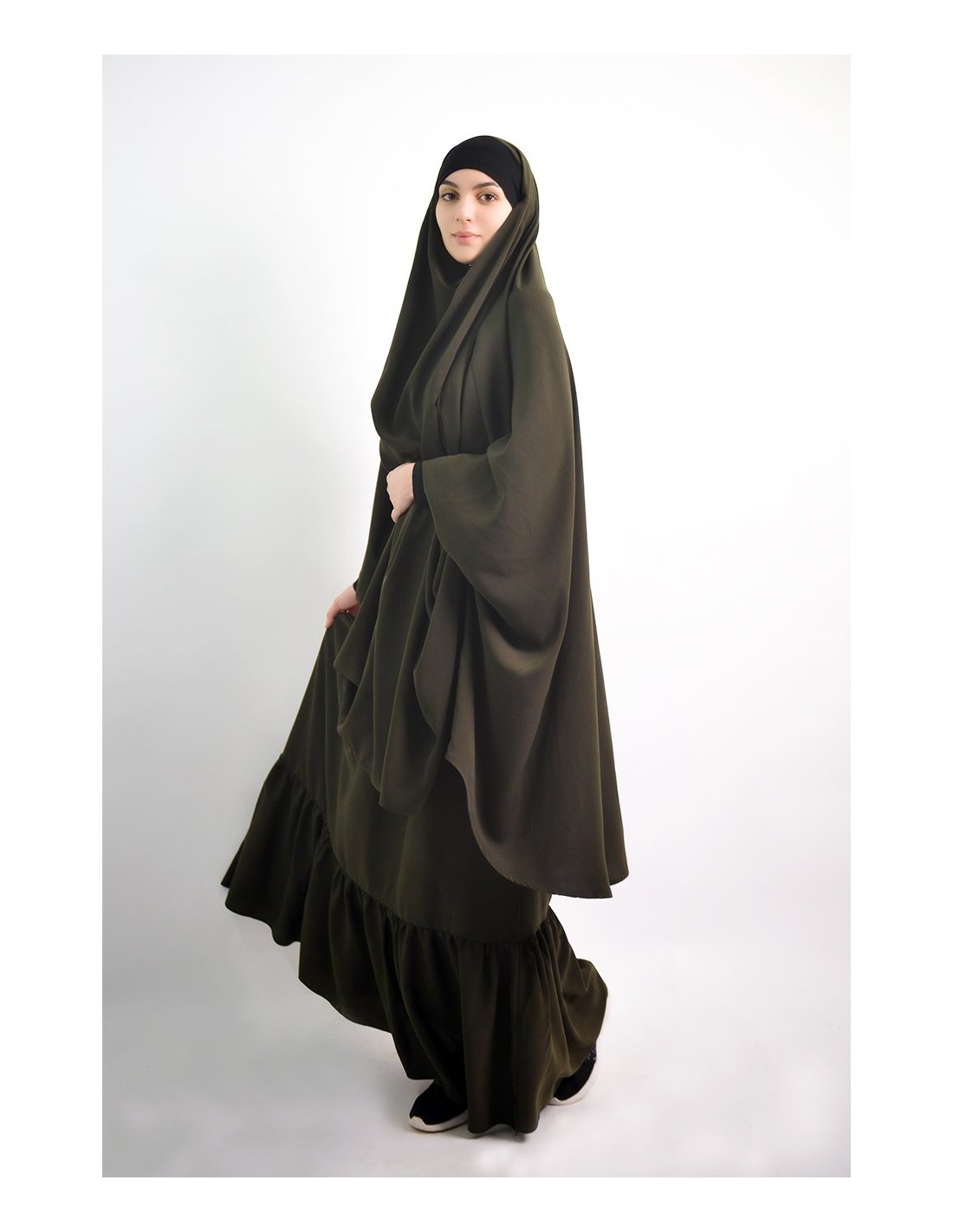 Jilbab al baida à fronces