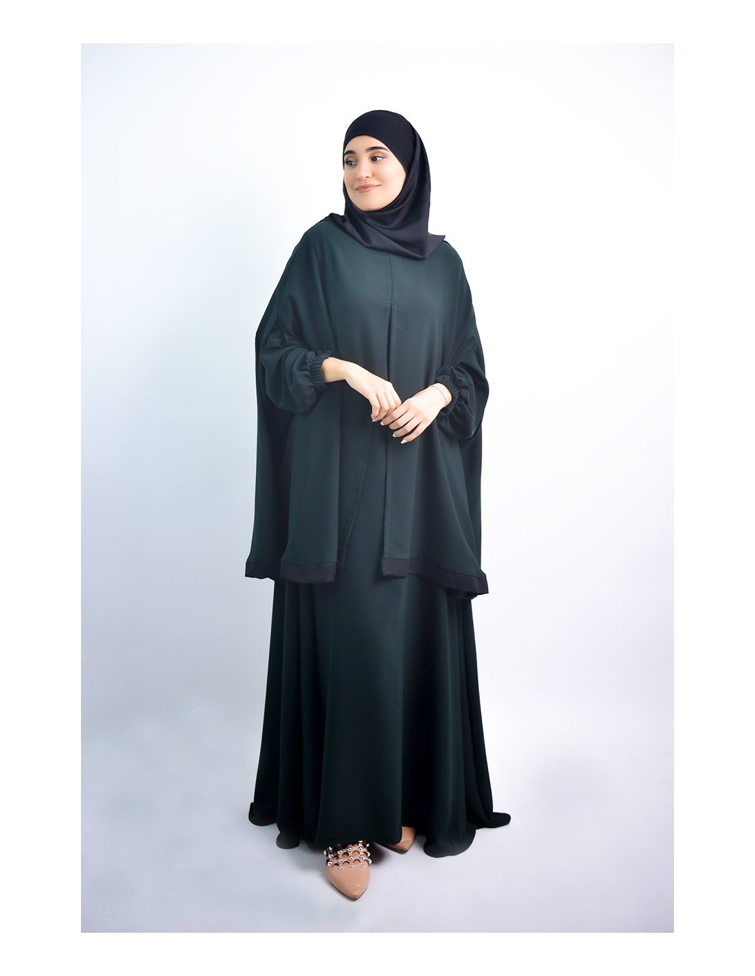 Abaya parapluie + cape hijab intégré Young