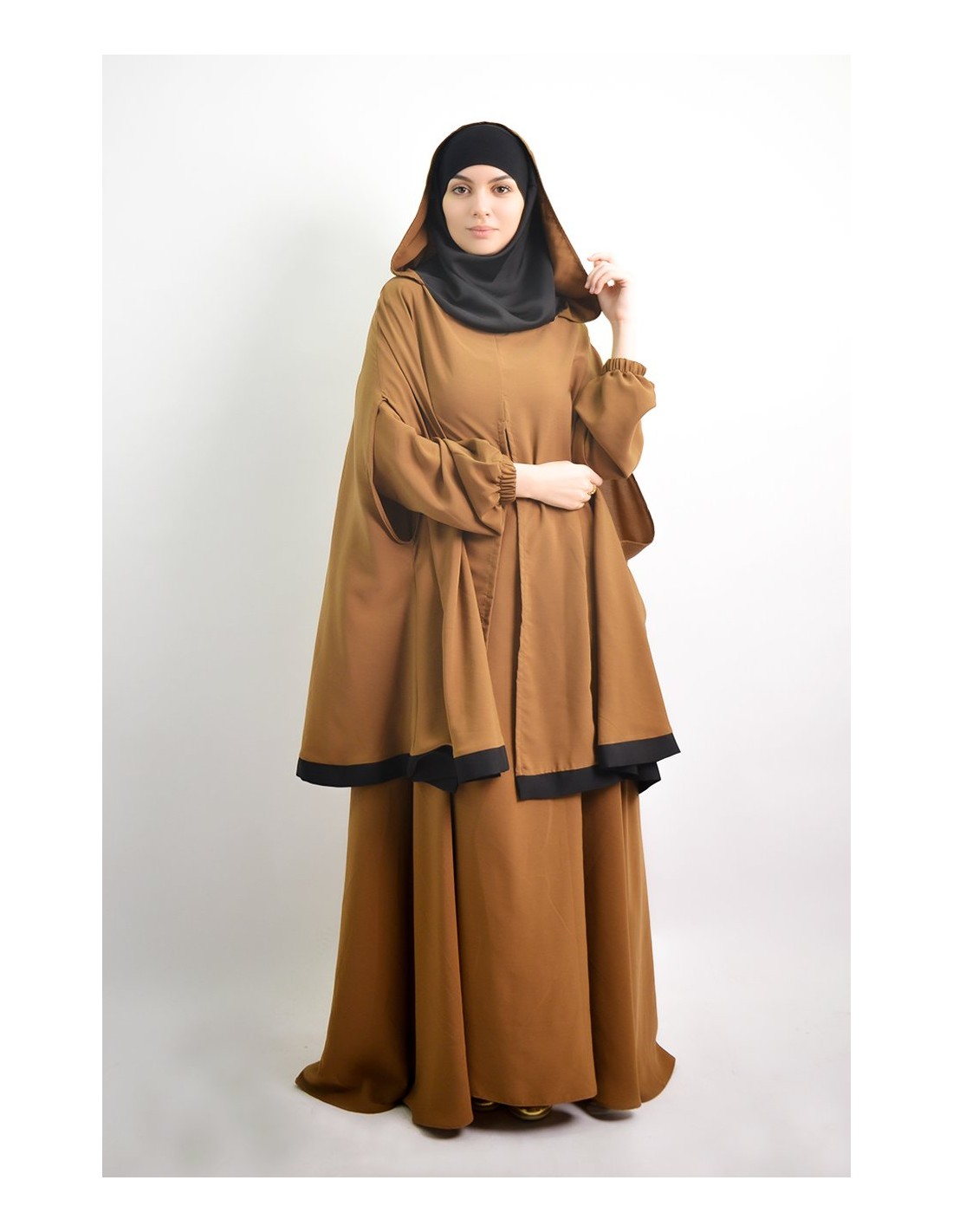 Abaya parapluie + cape hijab intégré Young