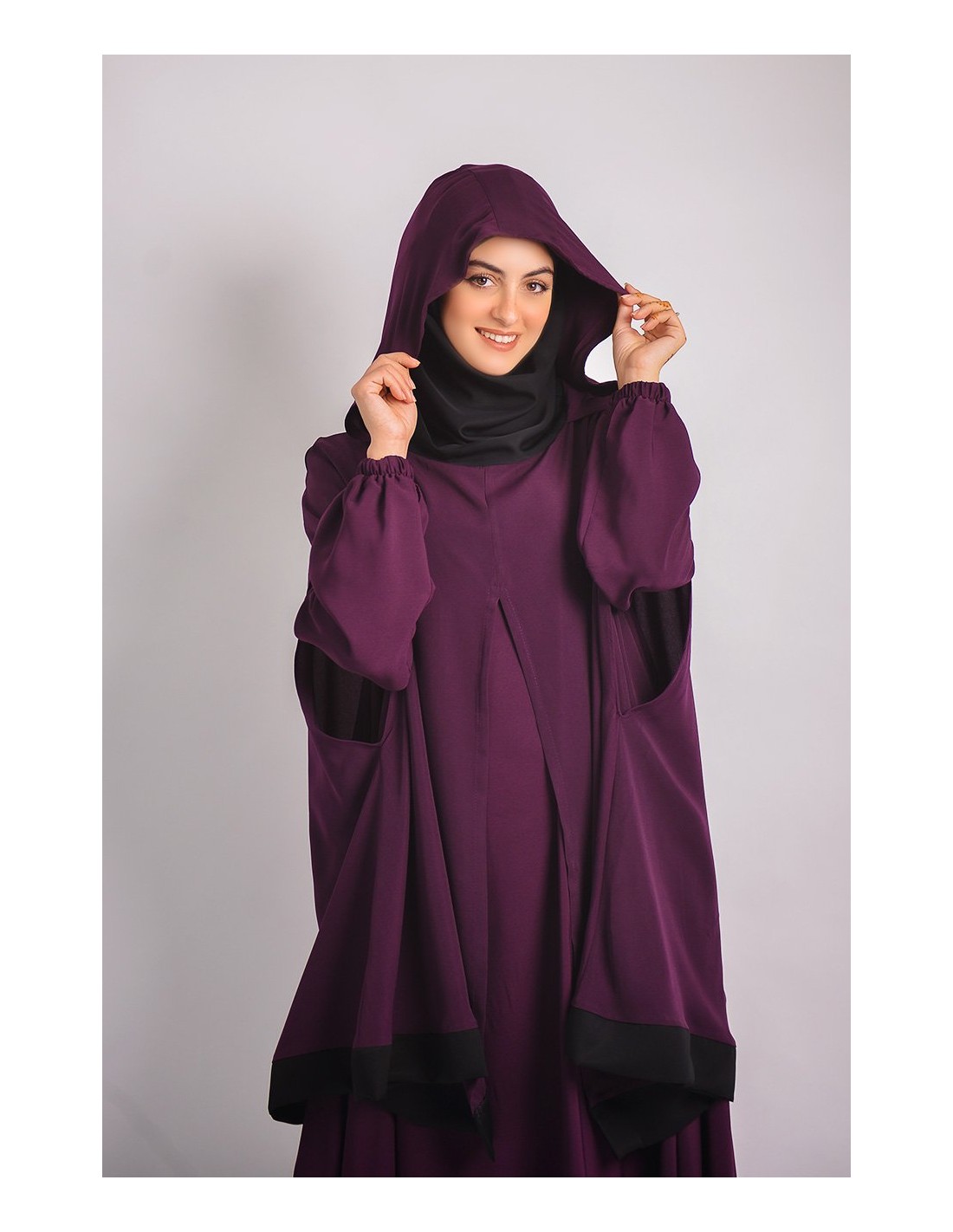 Abaya parapluie + cape hijab intégré Young