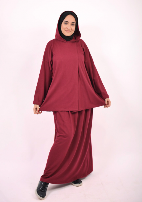 Sweat Cape with Straight Skirt